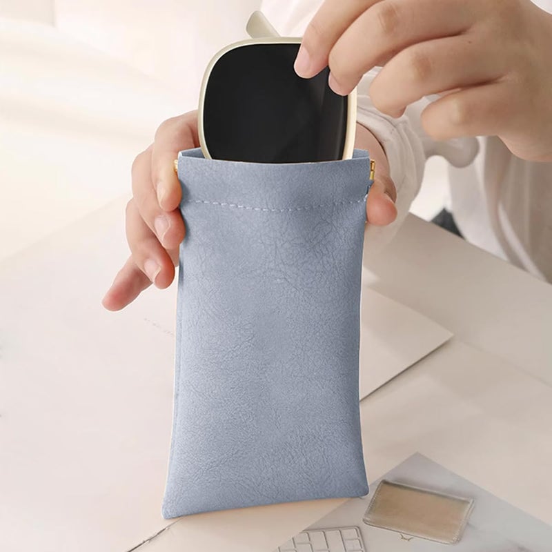 Ldirect 3 Pack Leather Eyeglasses Cases PU Soft Sunglasses Pouch Squeeze Top Portable Glasses Cases for Men Women - Image 4